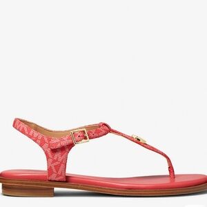 Michael Kors Mallory Logo Leather T-Strap  Sandals Dhalia - Size 8.5